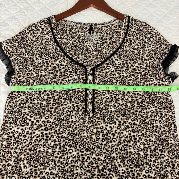 Leopard Print Lace Trim Mini Dress Sz L Sexy Slip Style Y2K Party Clubwear - Picture 6 of 8